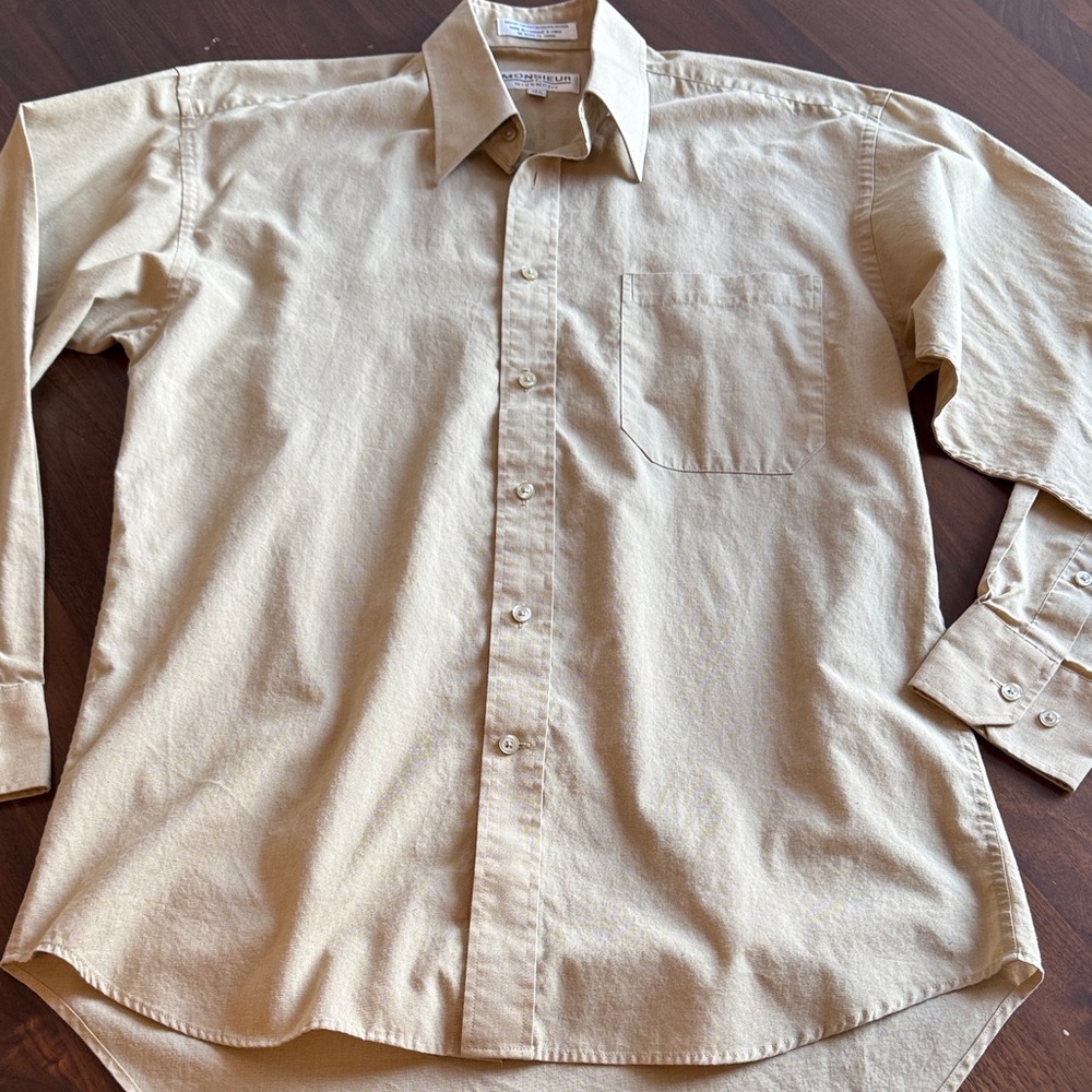 Givenchy Men's Beige Button-Up Shirt - 14 1/2 32/33 - classique vintage